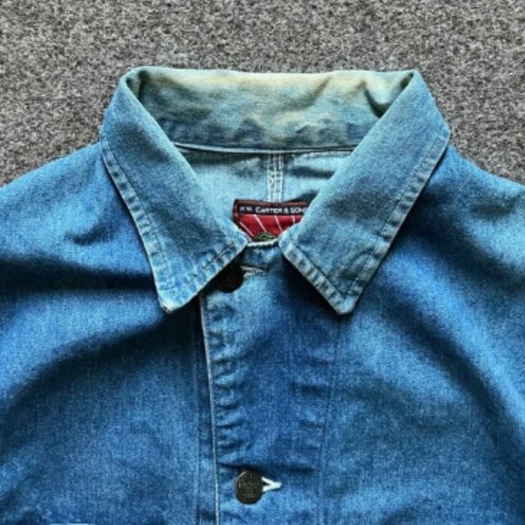 Vintage H.W. Carter & Sons Railroad Denim Chore Work Jacket Watch The Wear Small - Picture 5 of 16